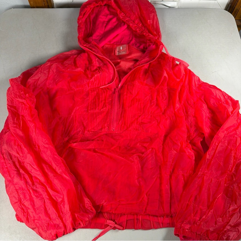 FP Movement Baby Got Track Jacket Hot Hibiscus pink Large L Retro Zip Windbreak